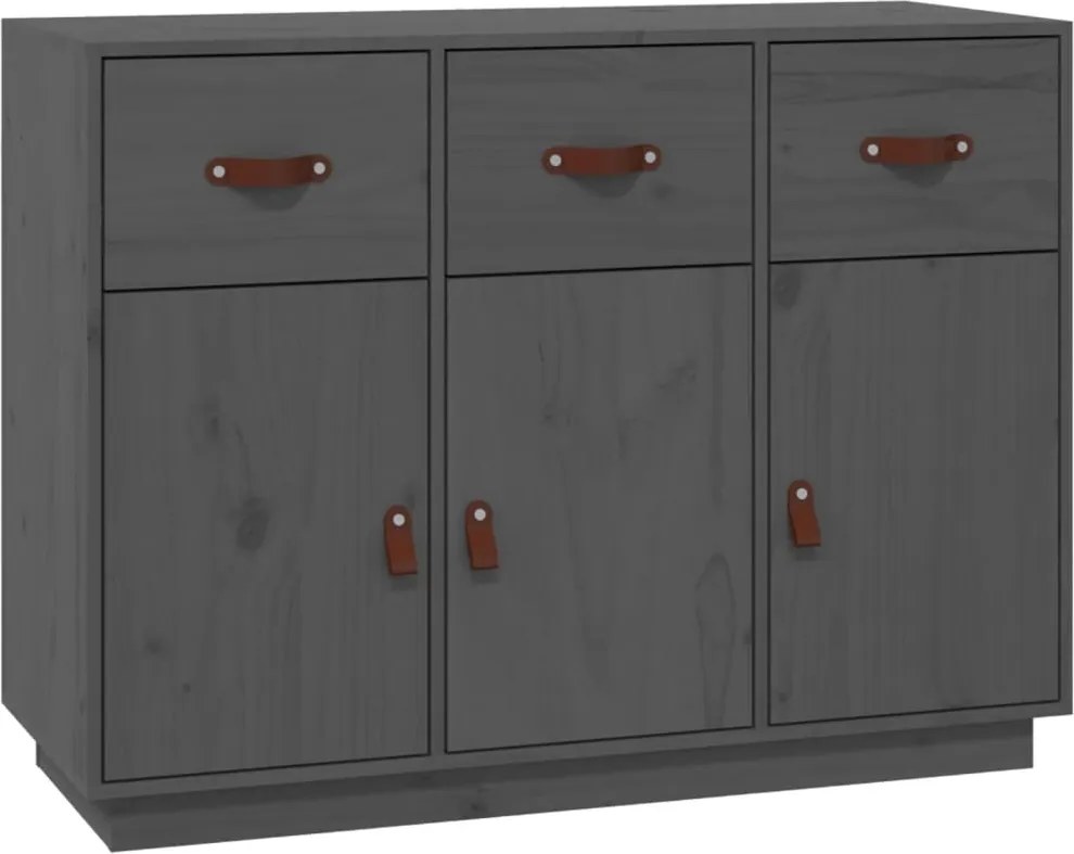 vidaXL szürke tömör fenyőfa tálalószekrény 100 x 40 x 75 cm