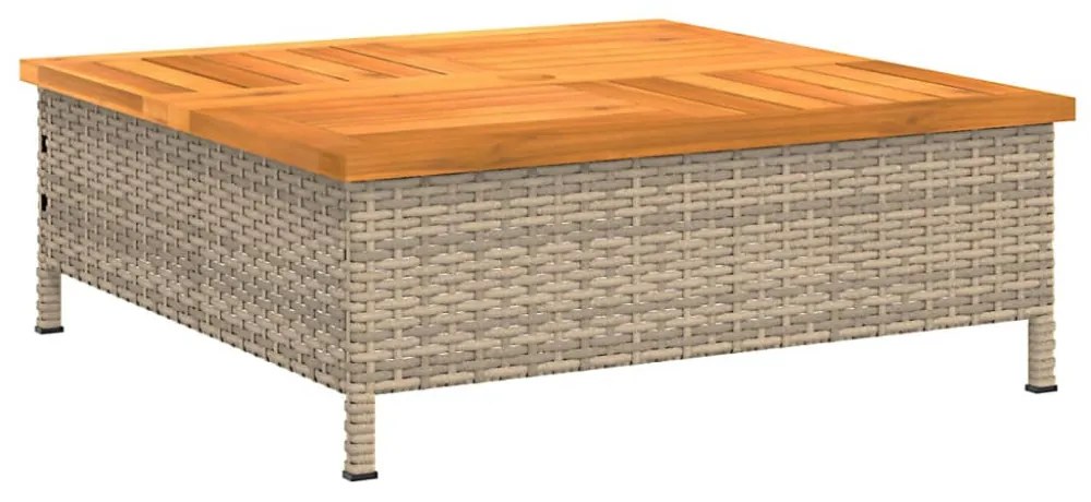 bézs polyrattan és akácfa napernyőtalp-burkolat 70 x 70 x 25 cm