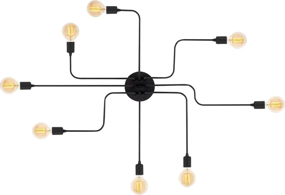 Truva N-698 fekete fém függőlámpa, Ø140 cm, 8 izzós
