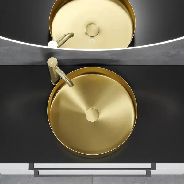 BATH DELUXE 06-040-16-70-00 - LJORDAL ráépíthető mosdó, átmérő 40 cm, acél/sárgaréz