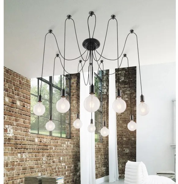 Rabalux 2224 - Csillár CASPAR 10xE27/60W/230V fekete