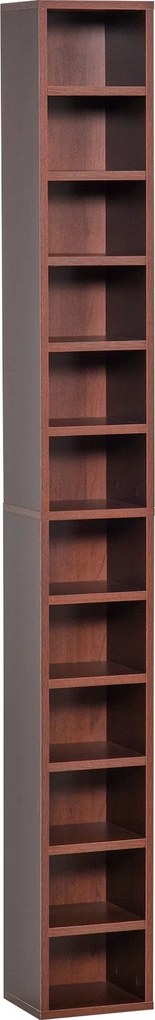 HOMCOM CD és DVD tároló, oszlopos tárolószekrény, 12 rekeszes tárolóegység, maximum kapacitás 204 CD-hez, 21 x 20 x 175 cm, barna | Aosom