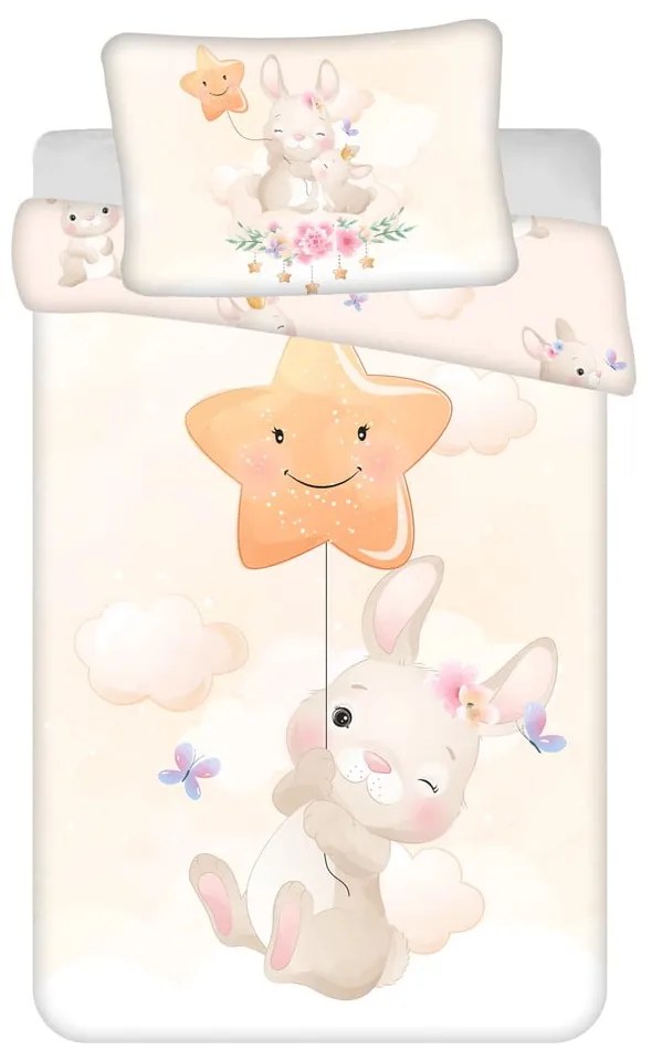 Sárga pamut gyerek ágyneműhuzat babaágyhoz 100x135 cm Bunny "Star" – Jerry Fabrics