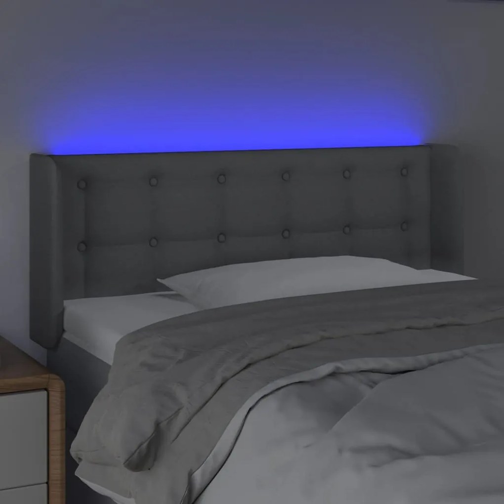 világosszürke szövet LED-es fejtámla 103 x 16 x 78/88 cm