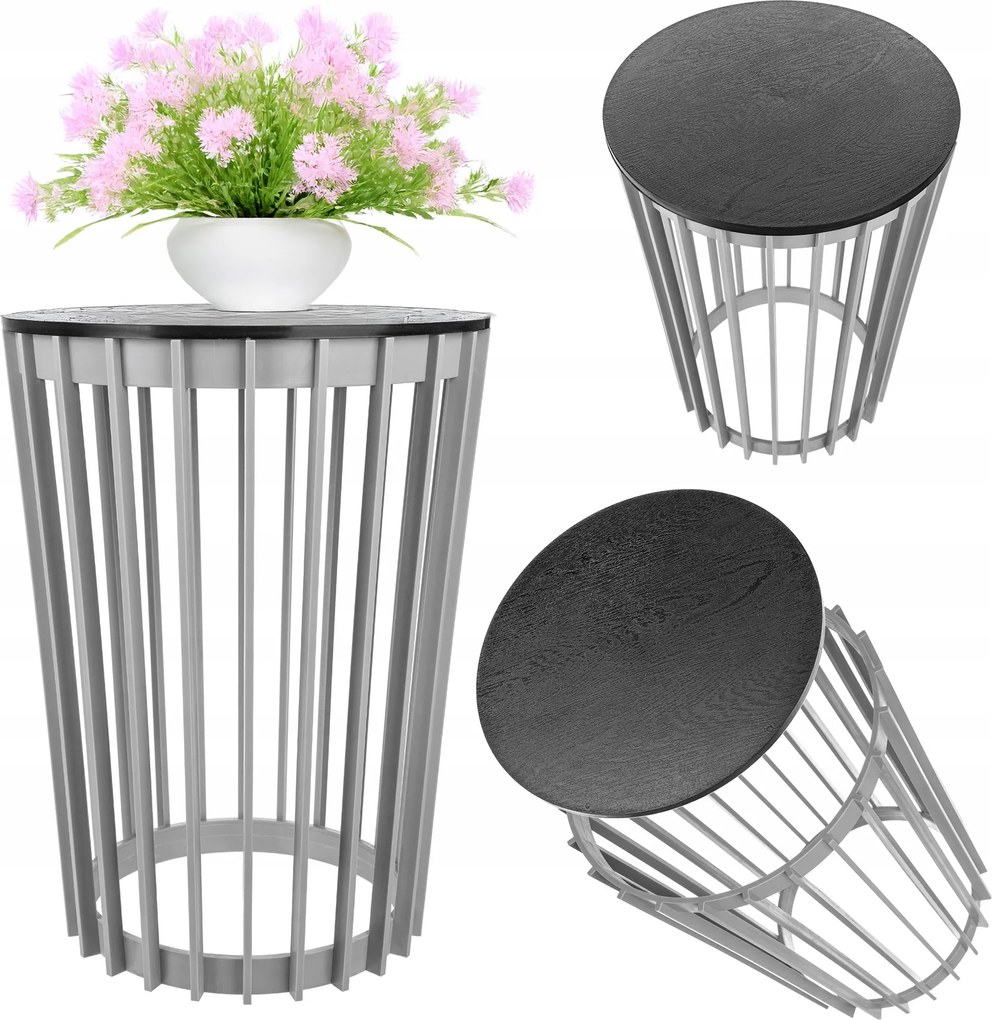 Virágágyás Álló Virágtartó Állvány Loft Kétoldalas Szürke Polc Asztallap 54 cm