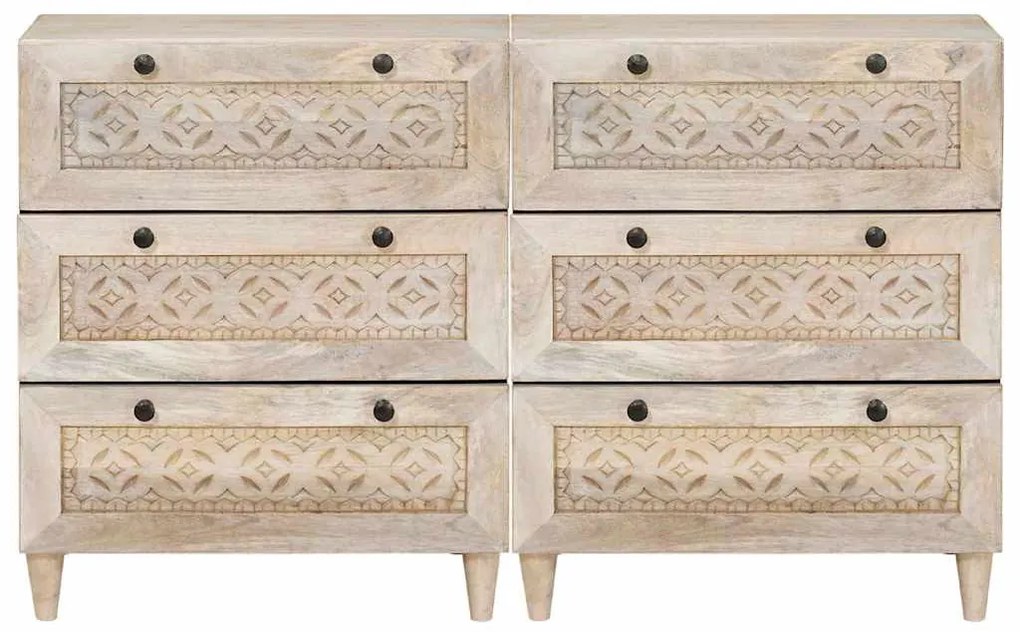 Széf 2 pcs Fehér 60 x 33 x 75 cm tömör mangófa
