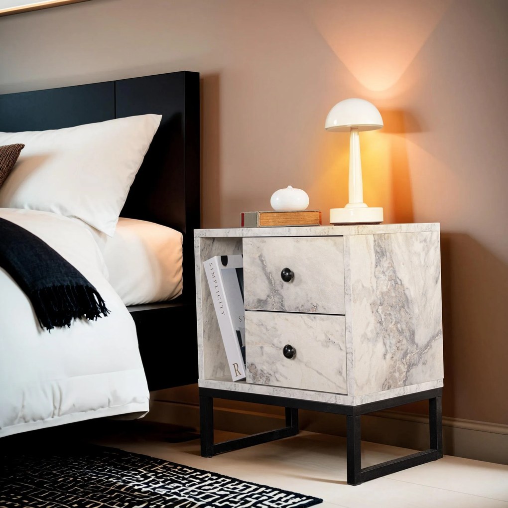 Éjjeliszekrény Glimmer - Fressia Marble, Fekete