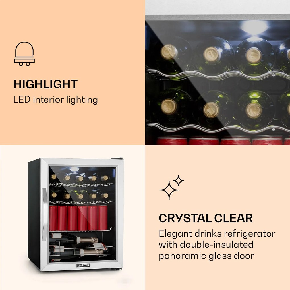 Klarstein Beersafe XL Mix It Edition, hűtőszekrény, D energiahatékonysági osztály, LED, 4 fém rács, üvegajtó