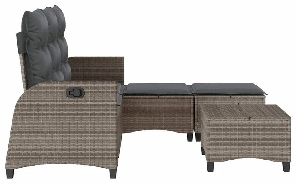 3 részes szürke polyrattan kerti ülőgarnitúra párnákkal L-alakú