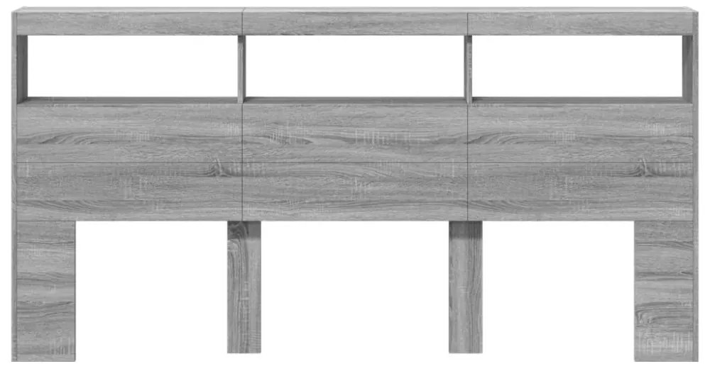 szürke sonoma színű áthidalószekrény LED-ekkel 200 x 17 x 102cm