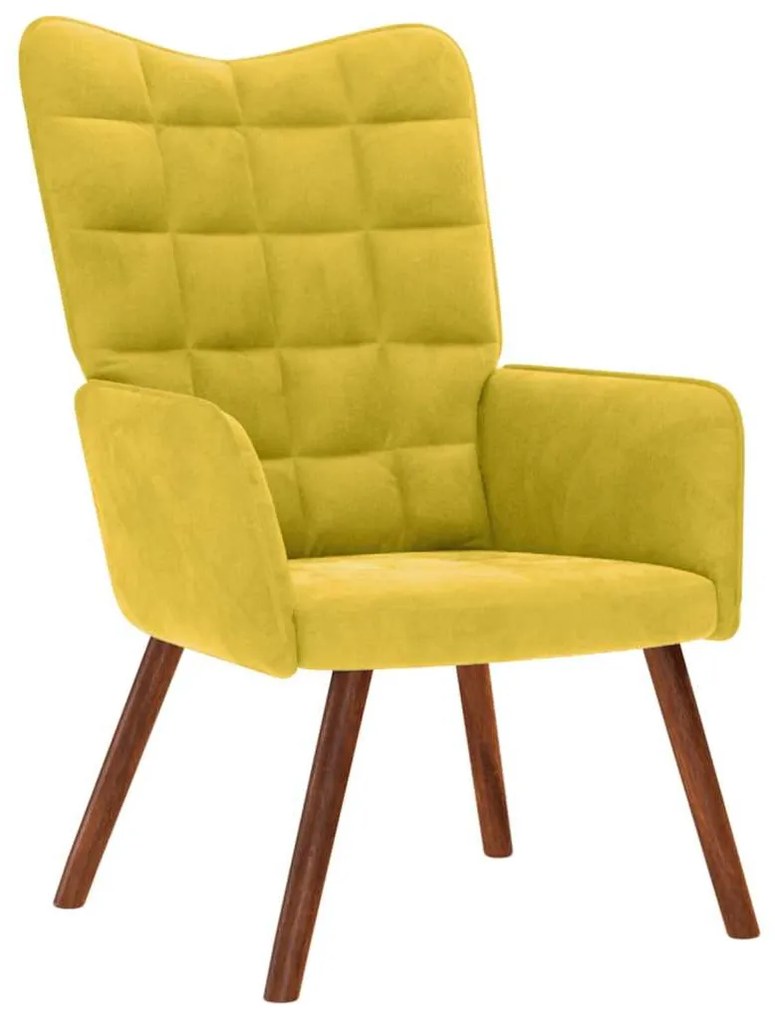 sárga bársony pihenőfotel zsámolynal