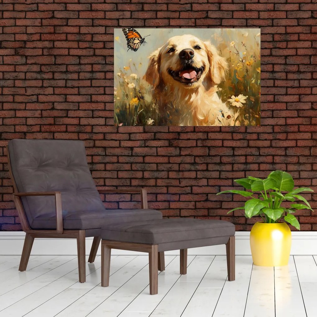 Kép - Boldog kutyus (90x60 cm)