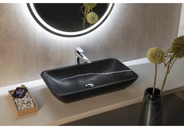 Sapho - Ráültethető mosdó BLOK 60x35 cm kő/matt fekete