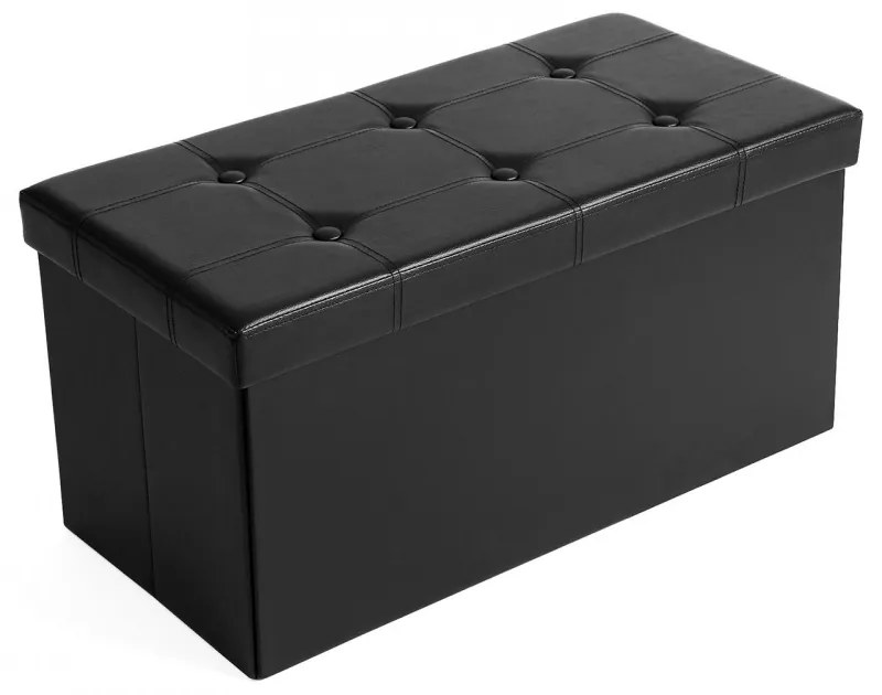 Tároló pad / tároló puff - Vasagle Loft - 76 x 38 cm (fekete)