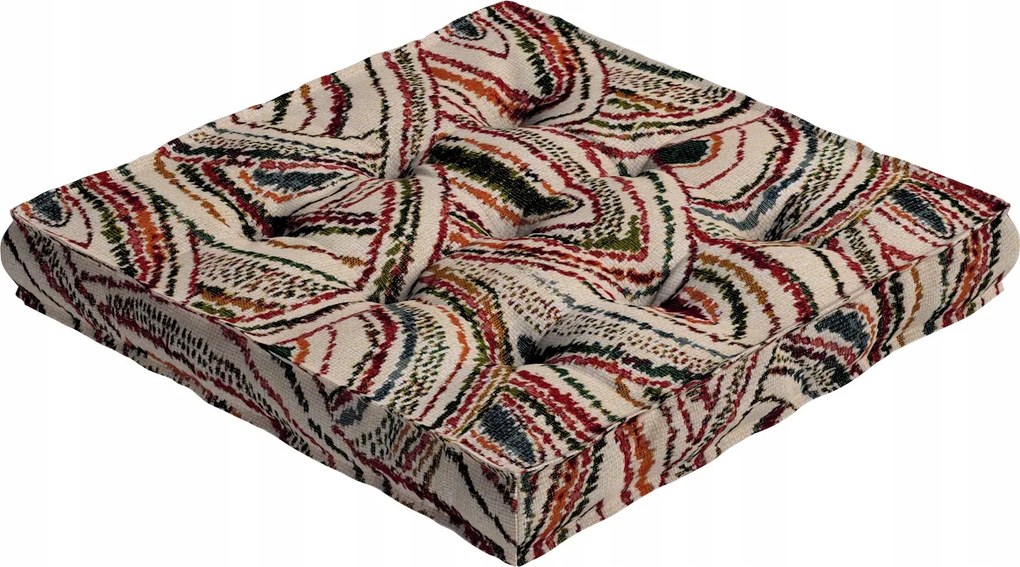 Kuba székpárna 40x6 piros-zöld ívek krémszínű alapon