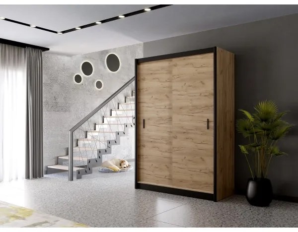 SAPHIRA tolóajtós gardrób 150x215 cm, craft tölgy kivitel