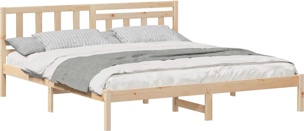 vidaXL Ágykeret fejtámlával Barna 180 x 200 cm Tömör fenyőfa