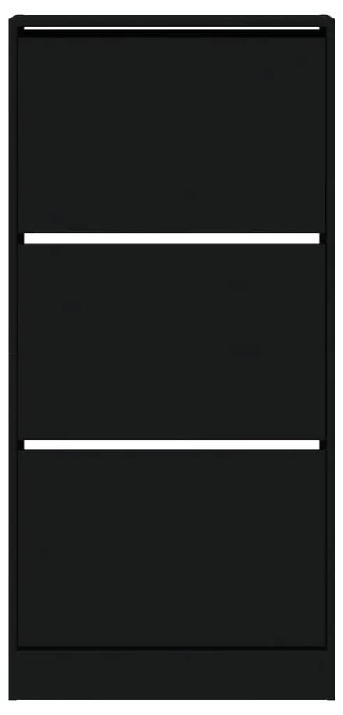 fekete szerelt fa cipőszekrény 60 x 21 x 125,5 cm