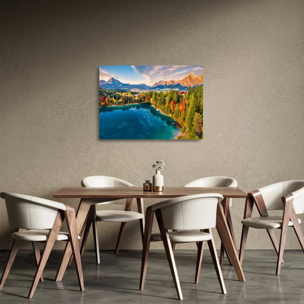 Kép - Urisee-tó, Ausztria (üvegen) (70x50 cm)