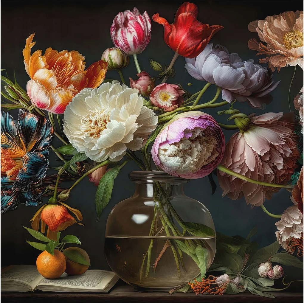 Divatos Flizelin Tapéta Ragasztó Fali 3D Virágos csokor 250x250 Ragasztó