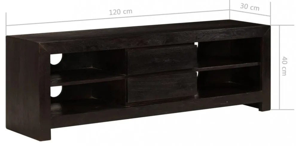 sötétbarna tömör akácfa TV-szekrény 120 x 30 x 40 cm
