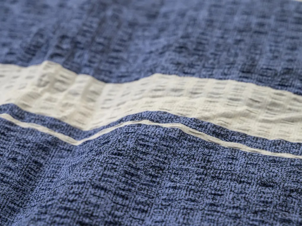 Krepp ágynemű Renforcé pamutból KÉK VONAL kék Ágyneműhuzat mérete: 70 x 90 cm | 140 x 200 cm