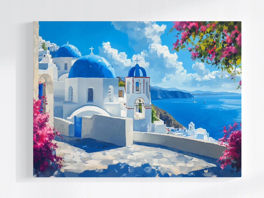 Poszter Kilátás Képeslap Görögország Santorini Sziget Tenger 100x75