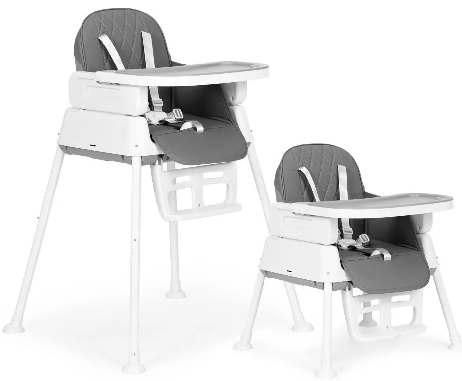 Összecsukható gyerek etetőszék 3 in 1 szürke