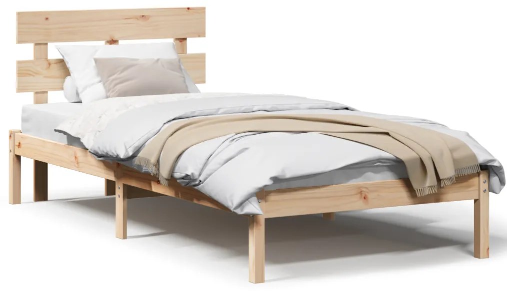 vidaXL Ágykeret fejtámlával Barna 90 x 190 cm Tömör fenyőfa