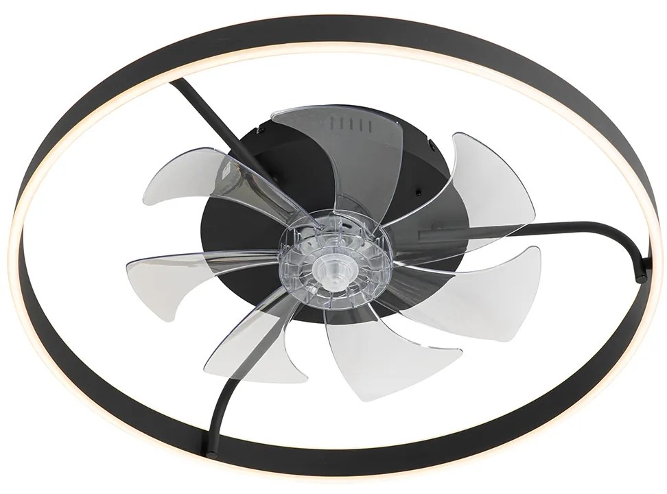 Mennyezeti ventilátor fekete 70 cm fényerőszabályzós LED-del és távirányítóval - Maddy