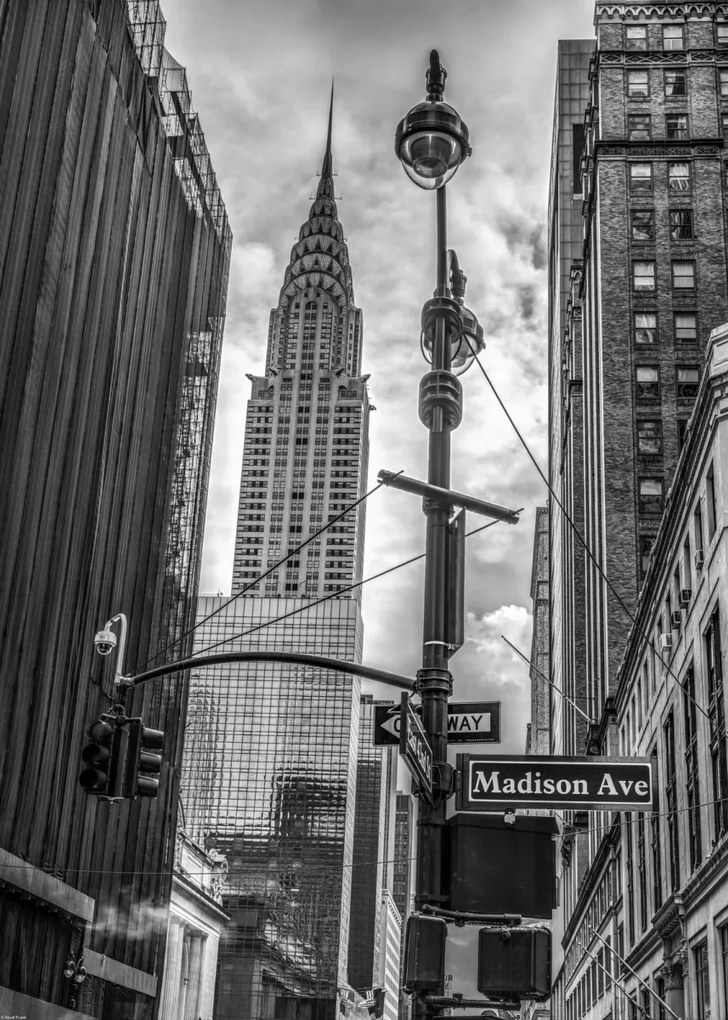 Poszter 50x70cm New York város alaprajza Chrysler 2 épülettel, Assaf Frank
