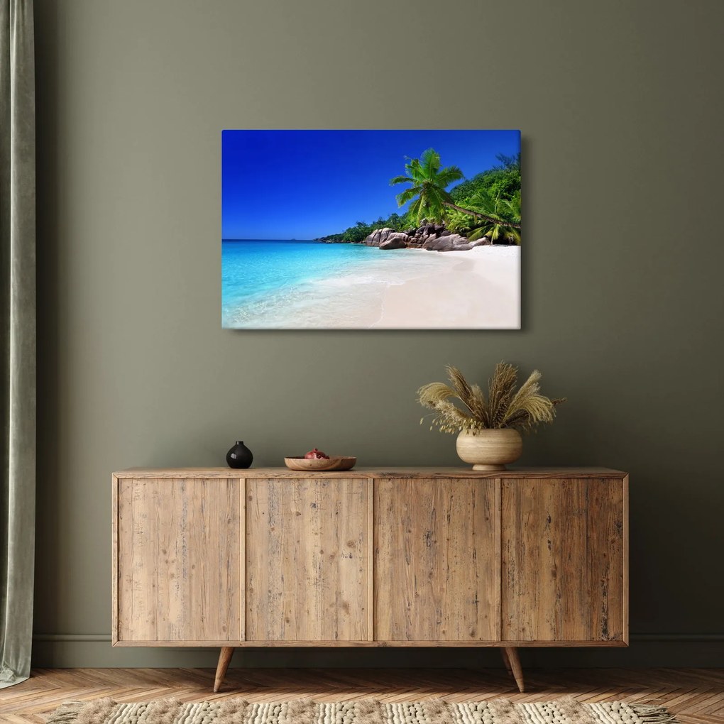 Kép a strandról a Praslin szigeten (90x60 cm)