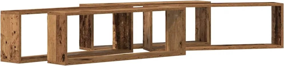 vidaXL Falpolcok polcokkal 4 pcs Öreg fa 80 x 15 x 26 cm Faanyag
