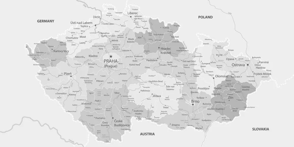 Obraz na korku elegantná šedá mapa Česka