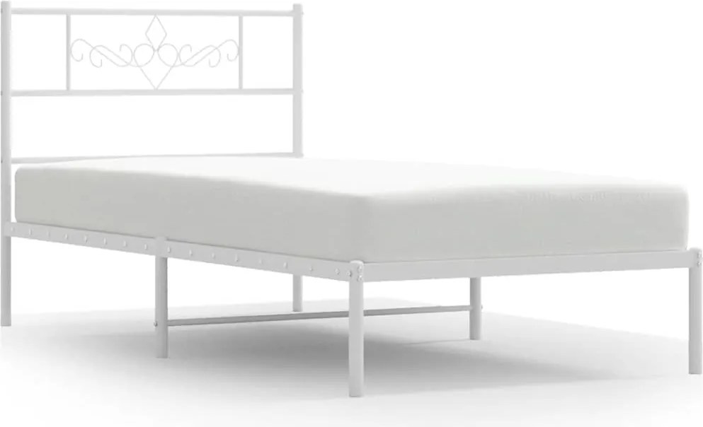 vidaXL fehér fém ágykeret fejtámlával 100x190 cm