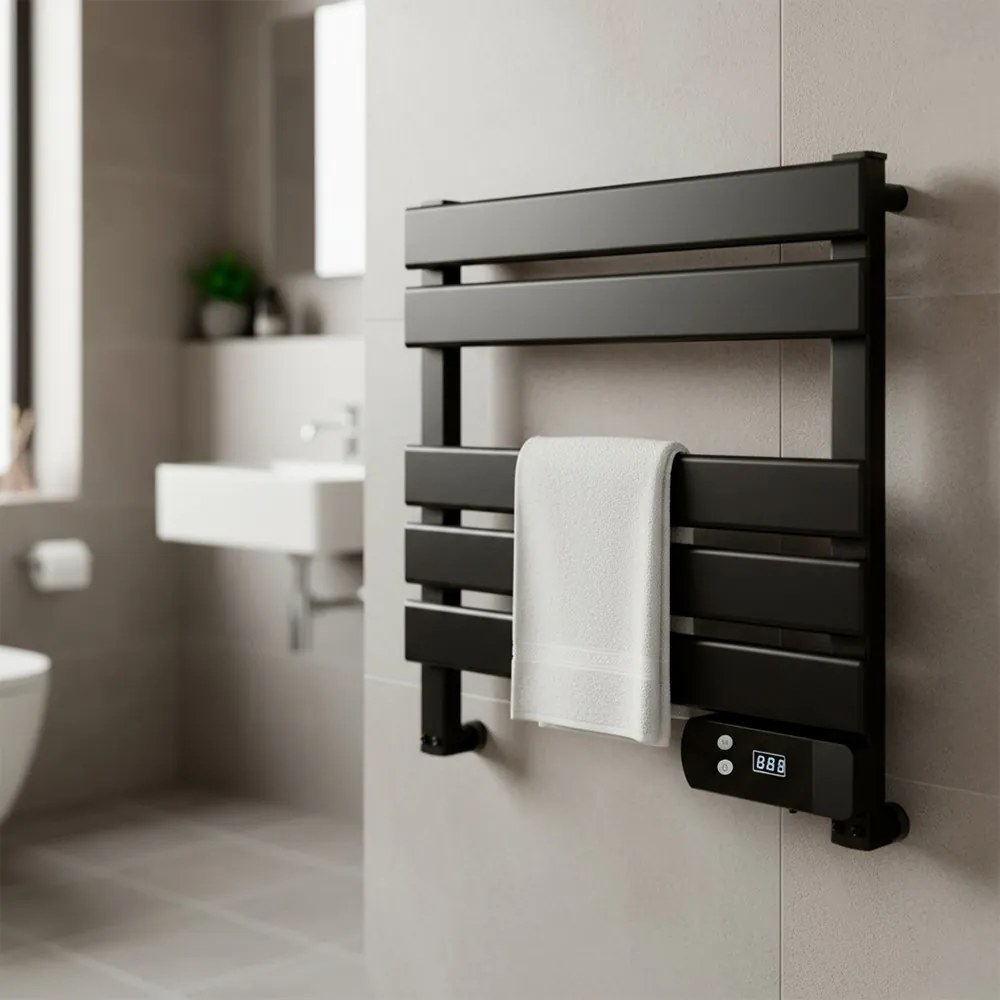 Elektromos törölközőszárító radiátor 150W fekete