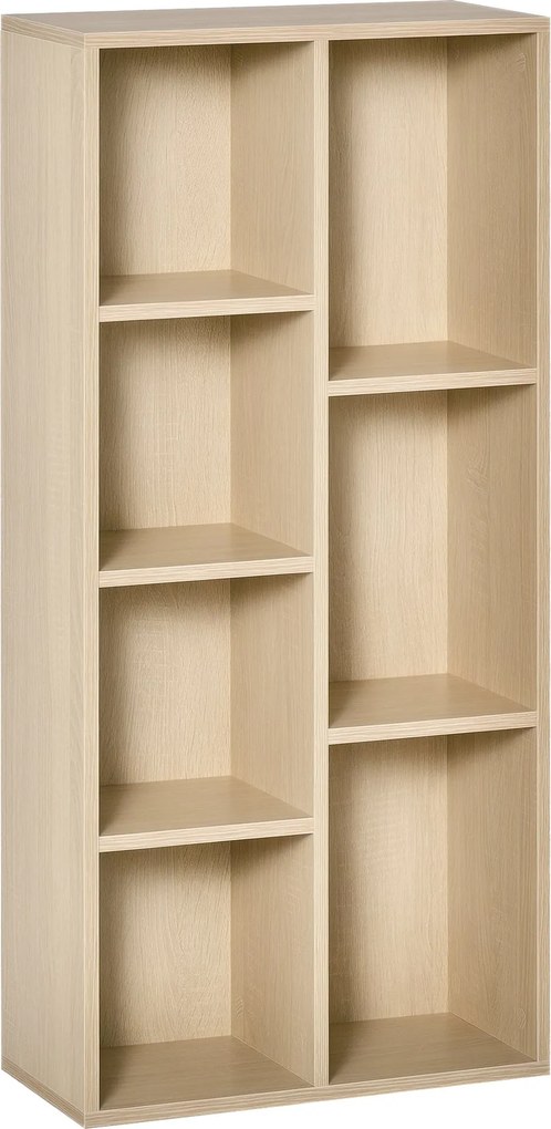 HOMCOM Fa Könyvespolc 7 Tárolórekesszel - 50x24x106 cm - Tölgy | Aosom