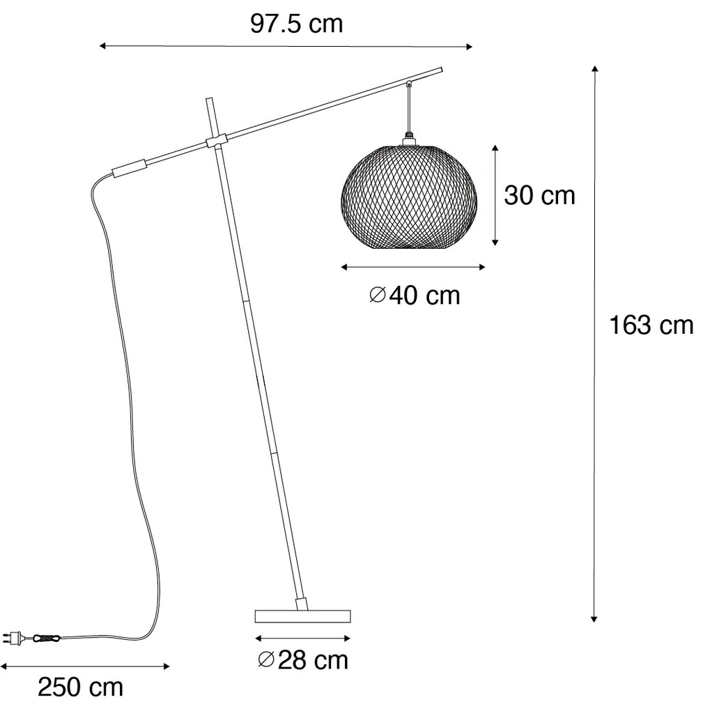 Keleti kültéri állólámpa bambuszból IP44 - Rafael