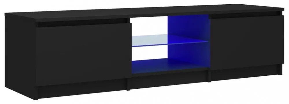 fekete TV-szekrény LED lámpákkal 140 x 40 x 35,5 cm