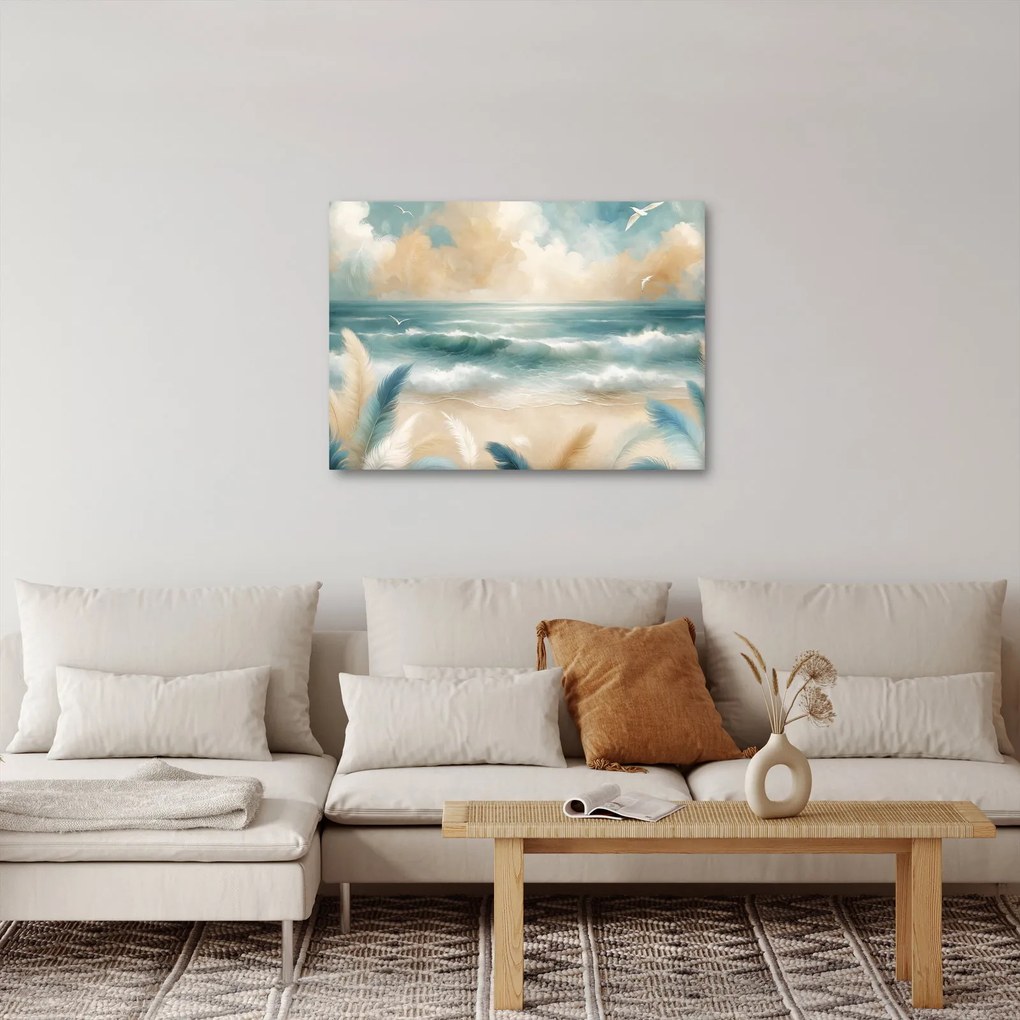 Kép – Festett strand lágy színekben (70x50 cm)