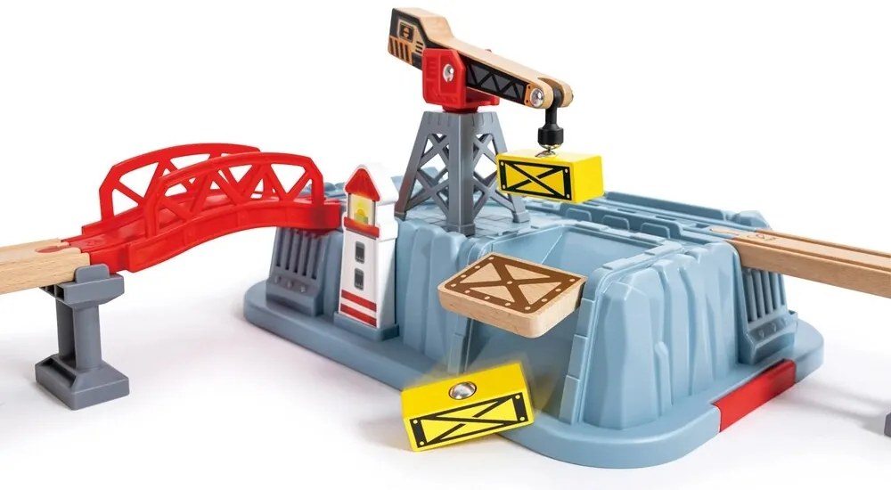 Hape Vonatpálya szett dobozban - Kikötő