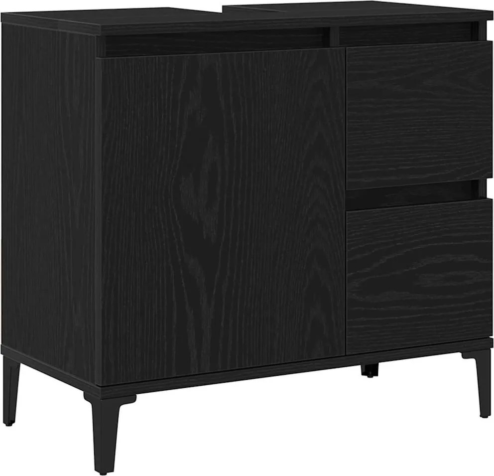 vidaXL Fürdőszoba Székény fiókkal Fekete tölgy 65 x 33 x 60 cm Faanyag