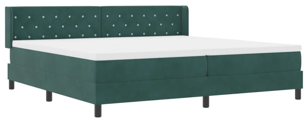 Boxspring Ágy Matrac Kígyó Zöld 200x200 cm Bársony
