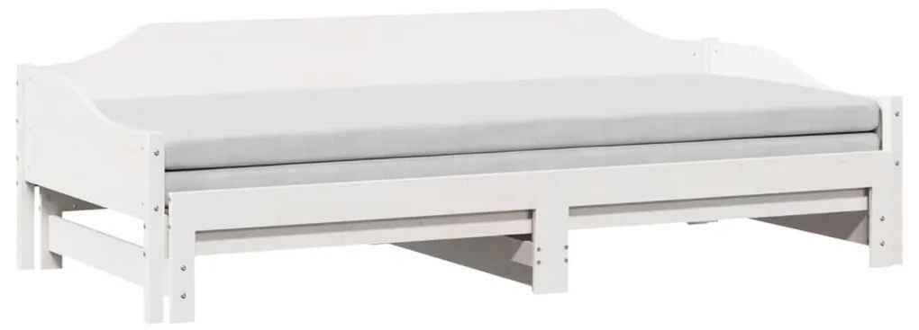 fehér tömör fenyőfa kihúzható kanapéágy 90 x 200 cm