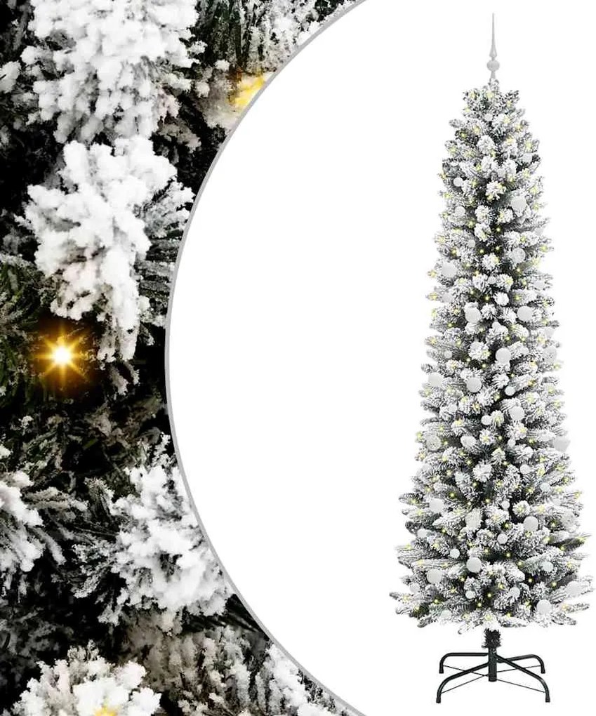 vidaXL Mű karácsonyfa 300 LED-del Fehér 240 cm PVC és Fém és Műanyag