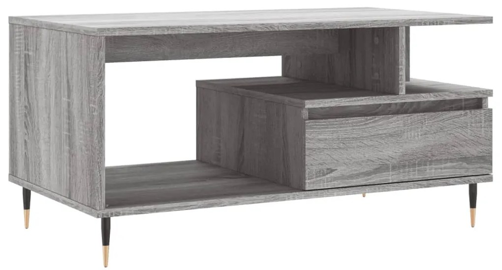 Szürke sonoma szerelt fa dohányzóasztal 90x49x45 cm