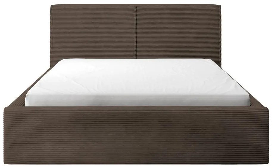 Franciaágy 140 cm Fatime (ágyráccsal) (tárolóhellyel) (sötétbarna + fekete). 1099185