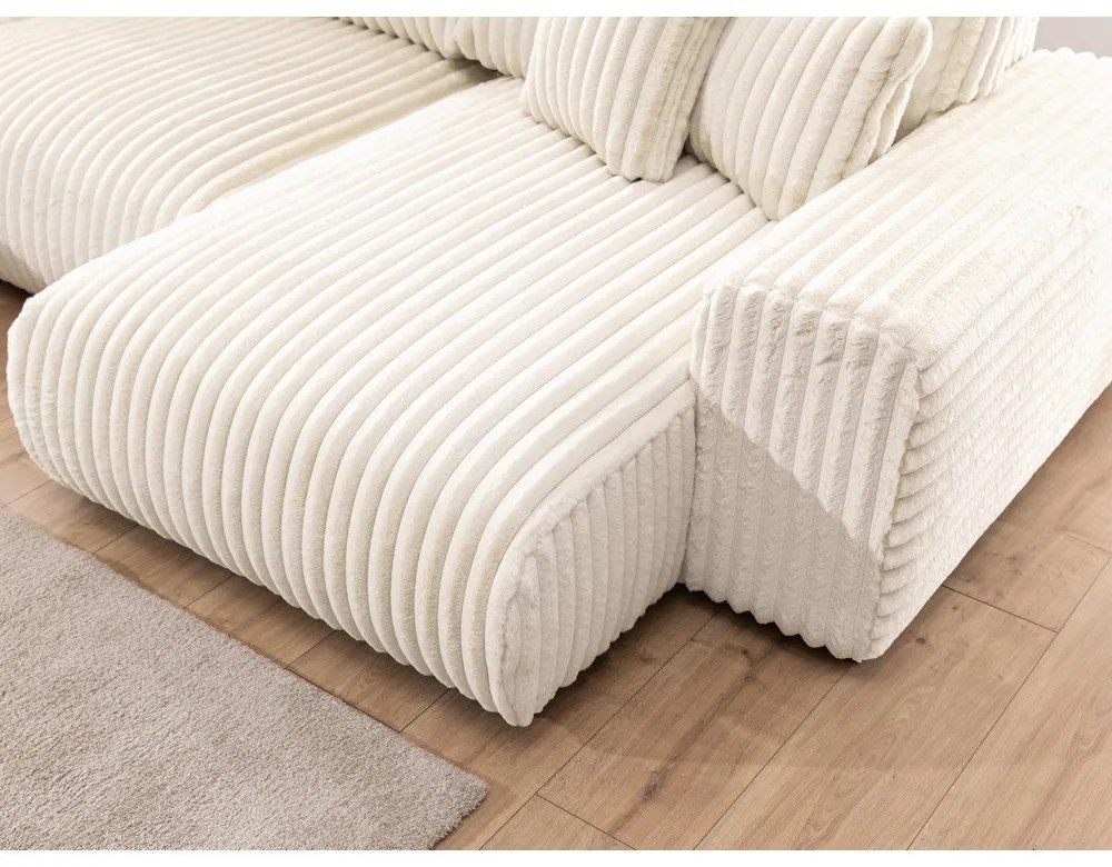 Krémszínű kordbársony sarokkanapé (bal oldali-U alakú) Justin – Ropez