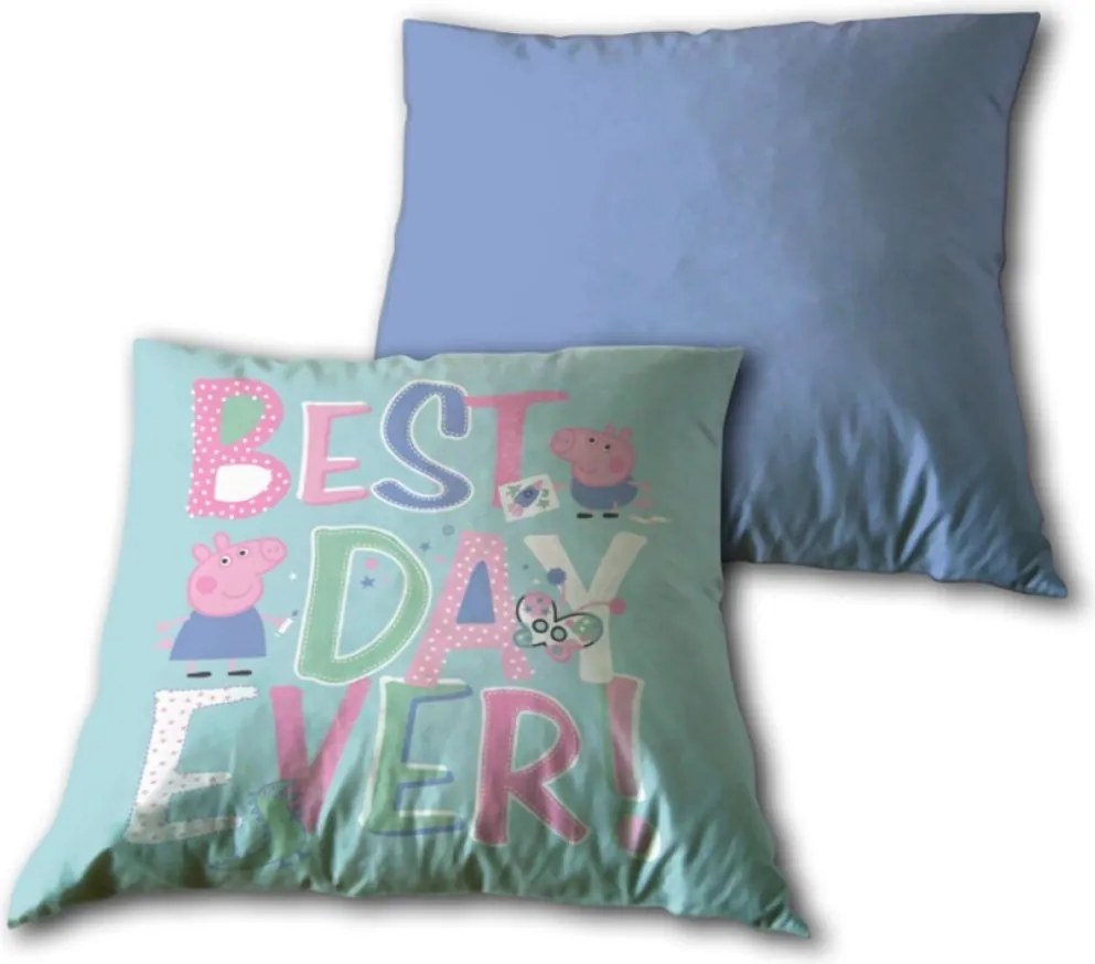 Peppa malac Best Day párna, díszpárna levehető huzattal 35x35 cm Velúr