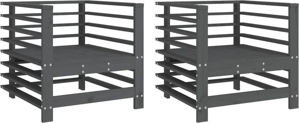 vidaXL 2 db szürke tömör fenyőfa kerti szék